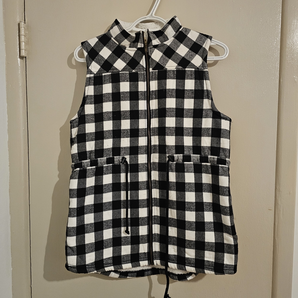 Black and White Checkered Women's Vest